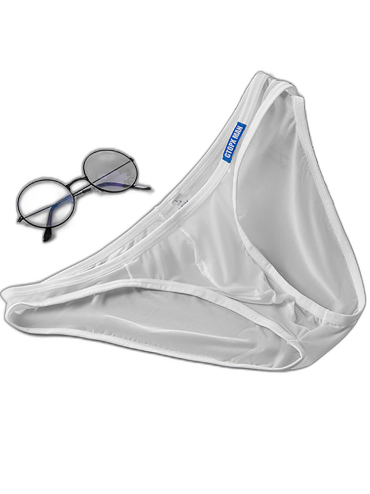 2 Pack Men's Thin Ice Silk Face Mask Fabric U-Convex Sexy Semi-Transparent Bikini