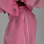 Athleisure Zip-up Long-sleeve Hoodie And Loose-fitting Sweatpants Set
