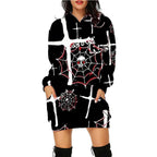 Halloween Mid-length Pocket Hooded Long Sleeve Sweater Women