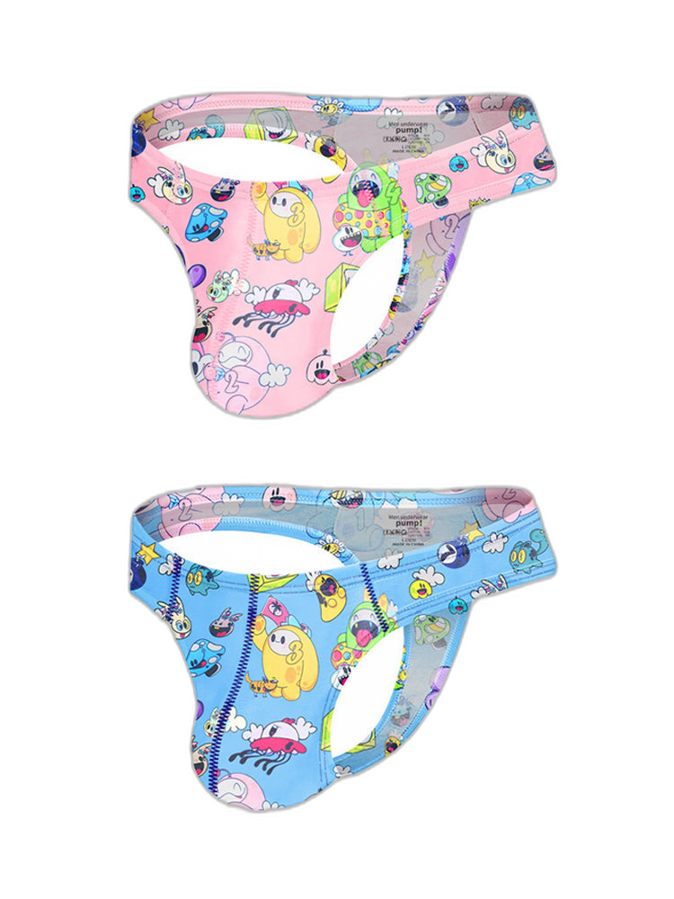 2 Pack Men's Low-Rise Sexy Print Thong