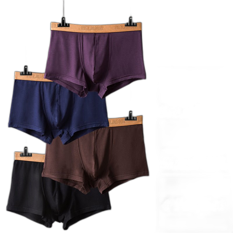 Modal Ultra-soft Solid Mid-waist Men's Boxer Briefs