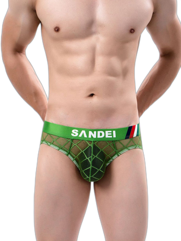 3 Pack Men's Low-Rise Lace Sexy Mesh Briefs And Thongs
