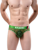 3 Pack Men's Low-Rise Lace Sexy Mesh Briefs And Thongs