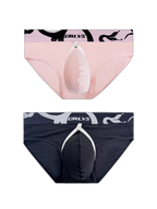 2 Pack Men's Detachable Pouch Open-Crotch Breathable Modal Soft Briefs