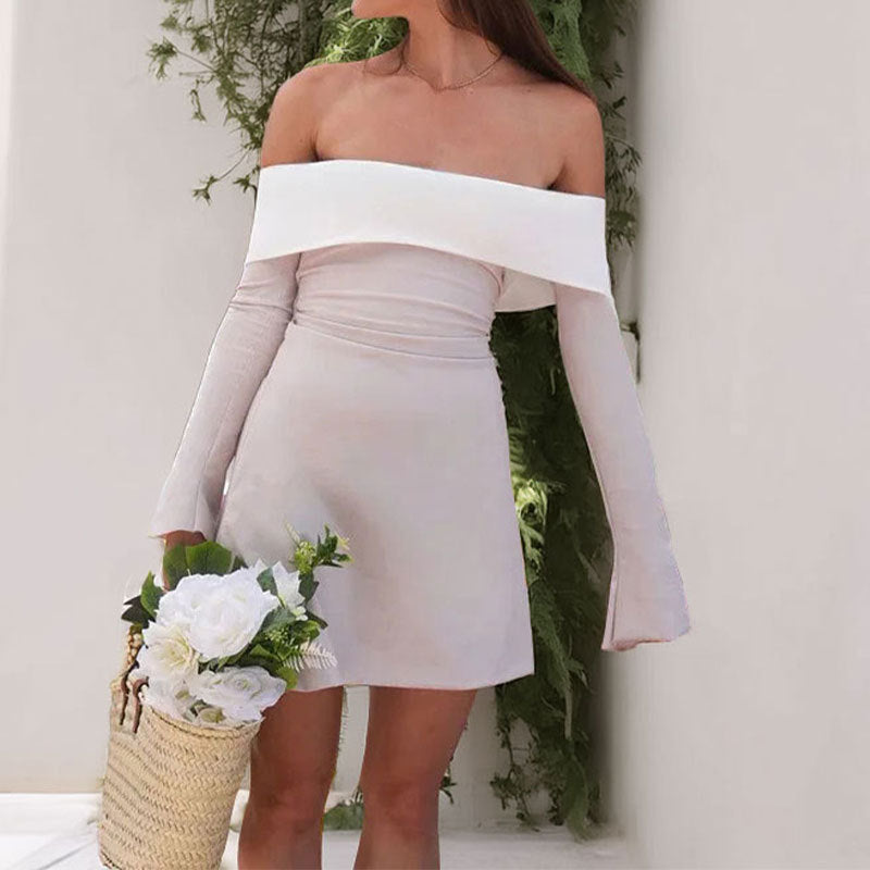 The Wrap Edit | Contrast Chest-Wrap Long Sleeve Mini Dress