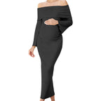 Knitted Stretch Maternity Dress Slim-Fit Long Gown