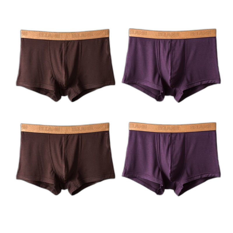Modal Ultra-soft Solid Mid-waist Men's Boxer Briefs