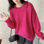 Thickened Loose-fitting Crew-neck Laid-back Style Sweater For Women