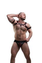 ruff GEAR Double Tone Leather Bulldog Harness Red Black