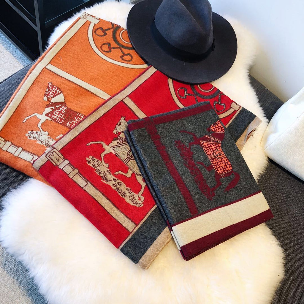 Cashmere-like Fleece Scarf Little Plaid Double-sided Color-block Versatile Shawl