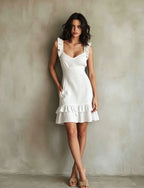 Summer French-style Chic V-neck Ruffle Hem Dress