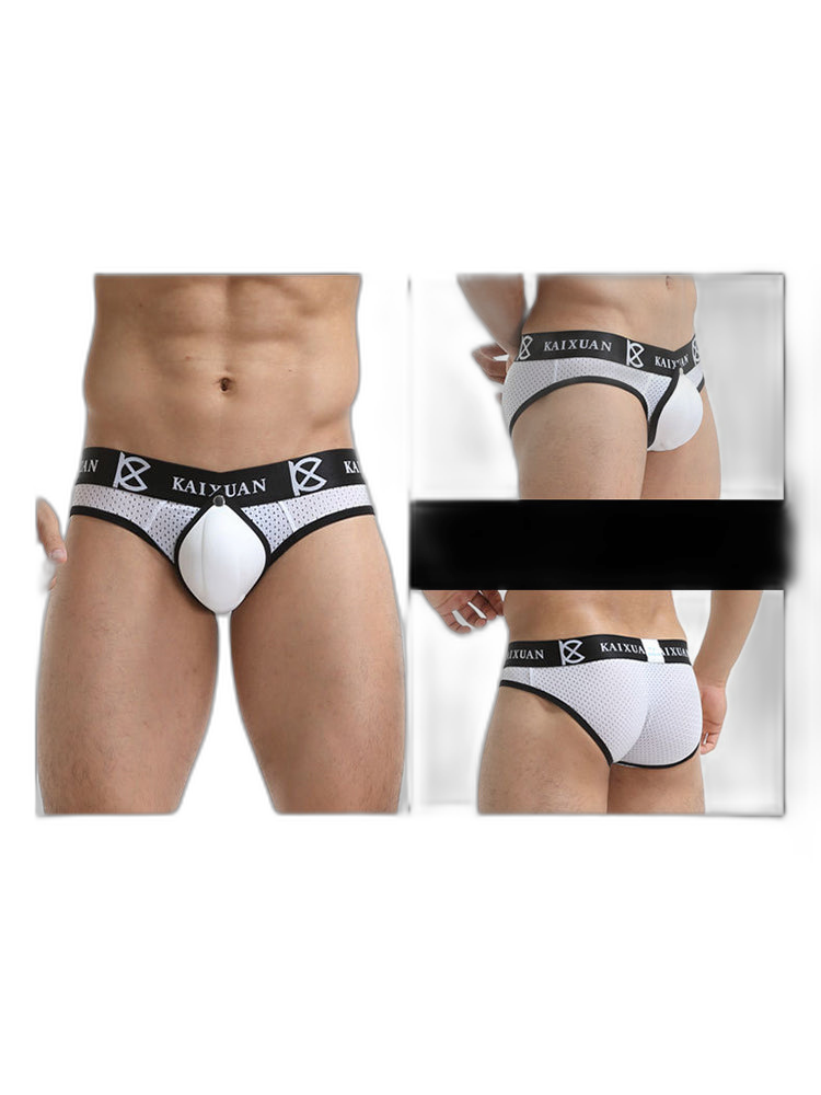 2 Pack Men's Sexy Mesh Front Opening Sponge Coaster Briefs