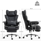 HOMCOM Leathaire Reclining Office Chair with Lumbar Support Pillow - Black