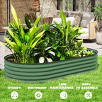 Outsunny Set of 2 Raised Beds for Garden with Metal Plant Stakes, Green
