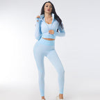 3PCS Yoga Outfit Gym Leggings Sports Bra Tracksuit