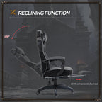 Vinsetto Computer Gaming Chair, Racing Desk Chair with Lumbar Support and Footrest, PU Leather Gamer Chair with Headrest and Swivel Wheels for Home, Grey
