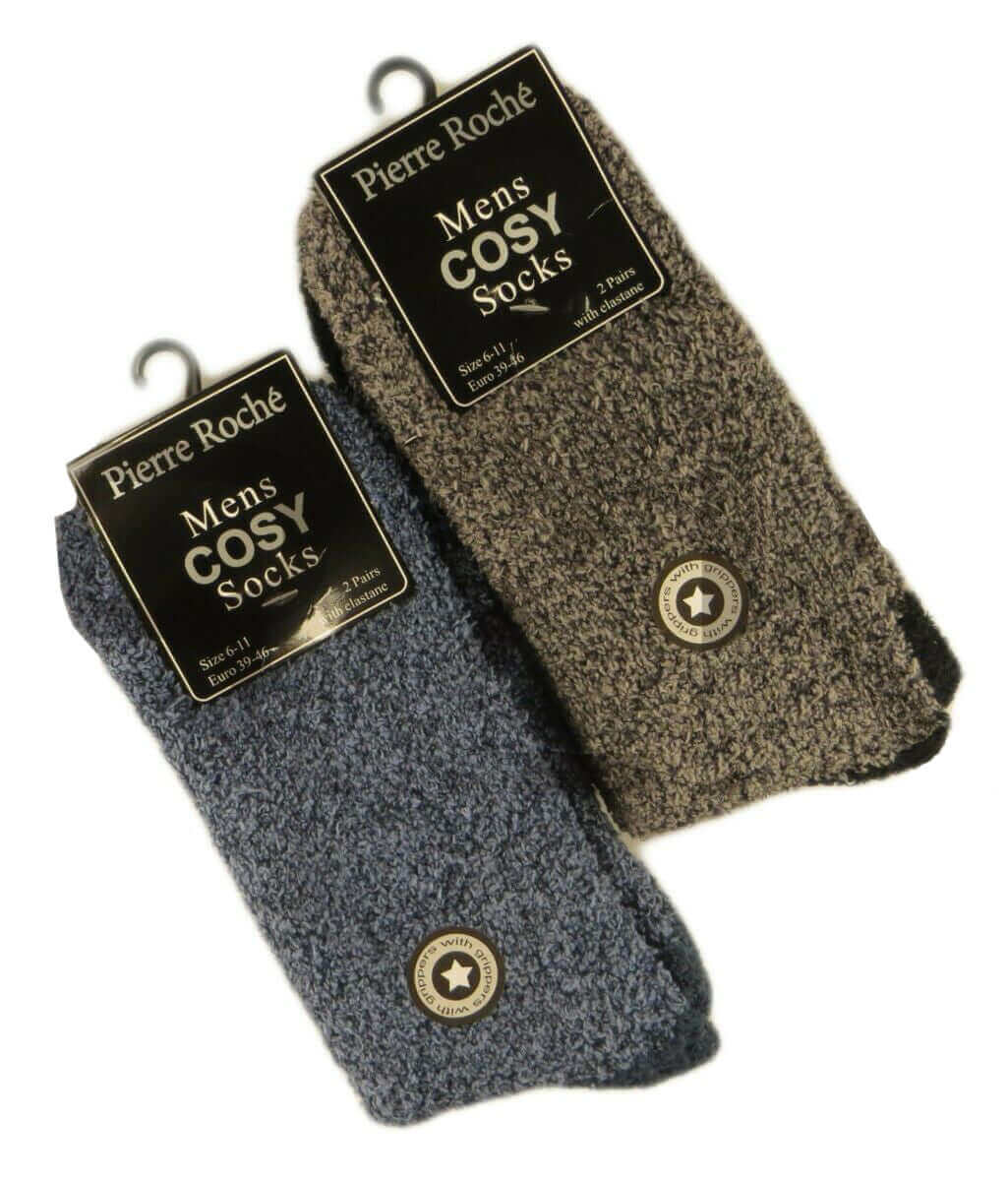 Sock Stack 4 Pack Mens Thermal Slipper Socks Non Skid Gripper With Thick Fleece Lining