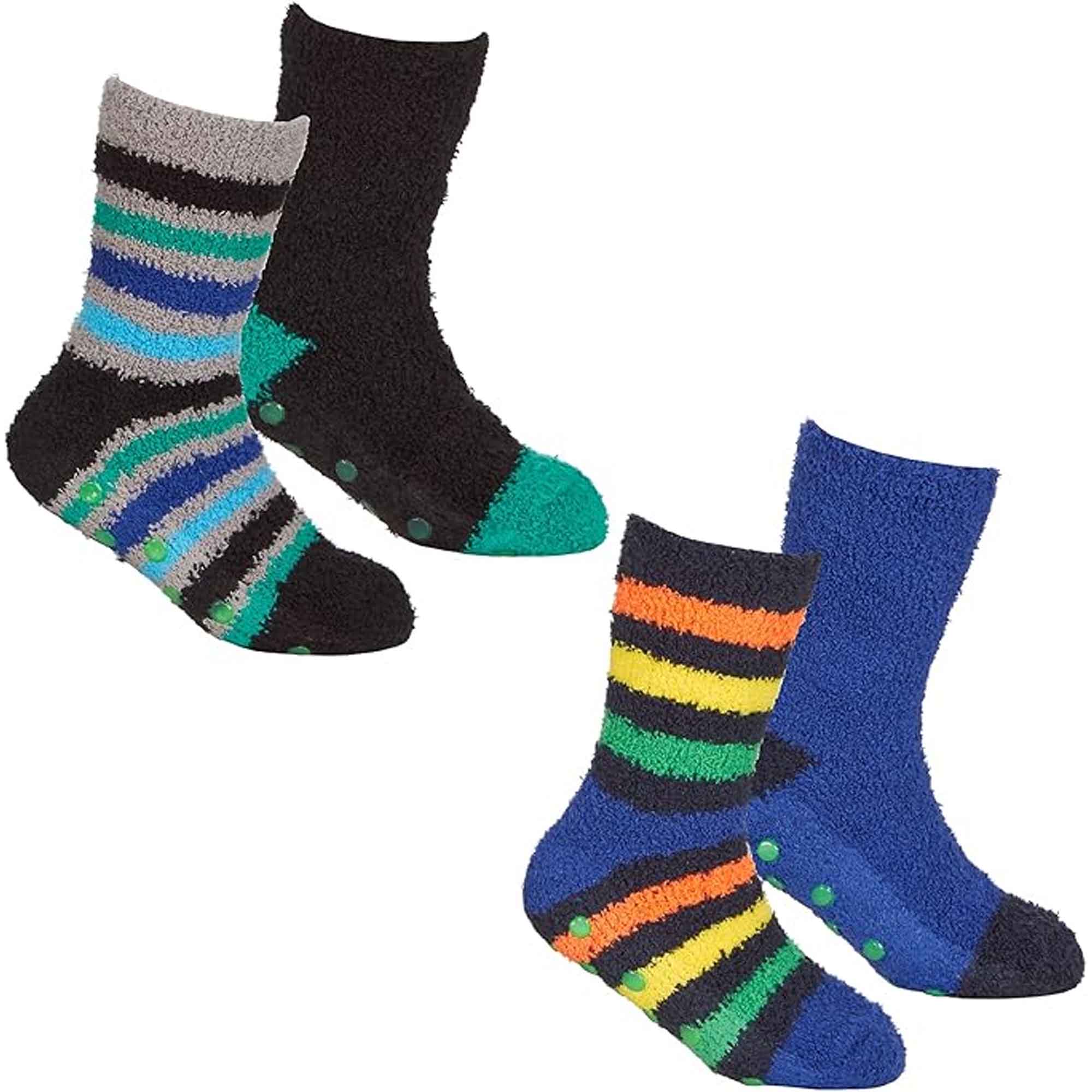 Sock Stack Fluffy Slipper Socks 4 Pack Ultra Soft Thermal Winter Non Slip Plush Lounge