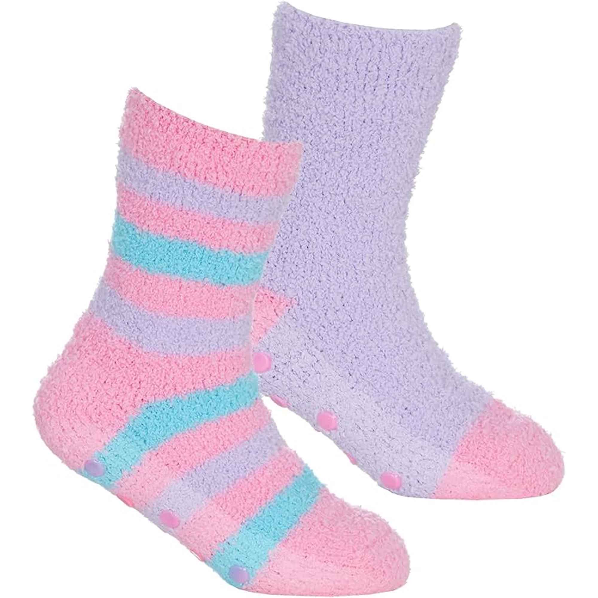 Sock Stack Fluffy Slipper Socks 4 Pack Ultra Soft Thermal Winter Non Slip Plush Lounge