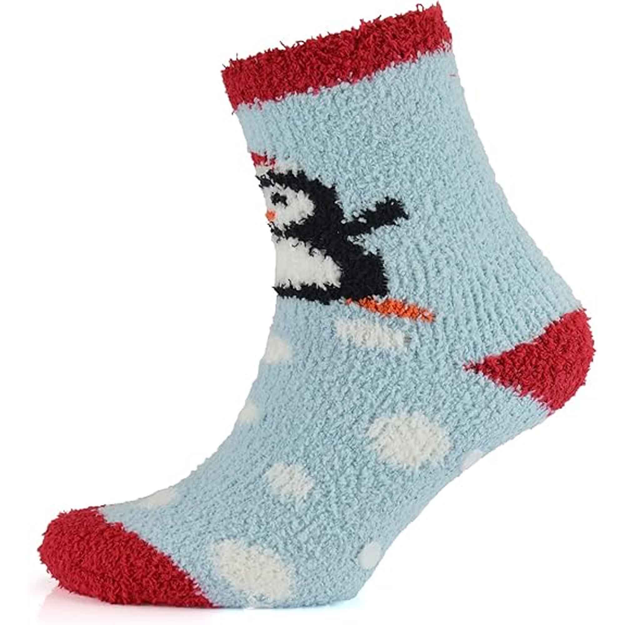 Sock Stack Ladies Christmas Slipper Socks Non Skid Gripper Soles 4 Pack Rudolph Super Soft Non-Slip Indoor Sock