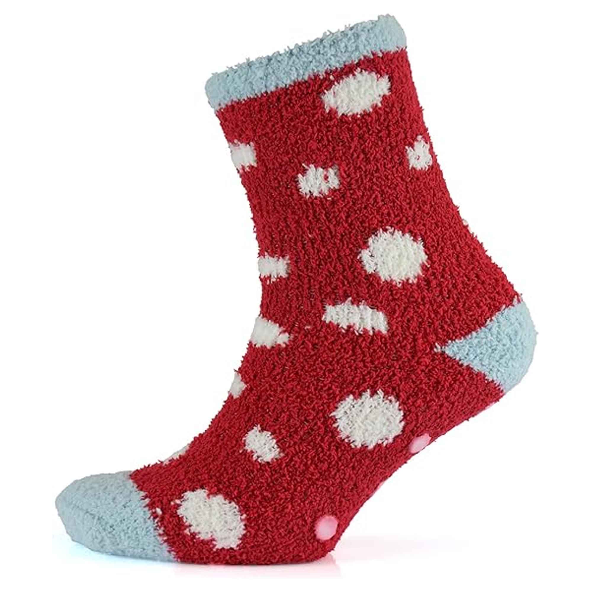 Sock Stack Ladies Christmas Slipper Socks Non Skid Gripper Soles 4 Pack Rudolph Super Soft Non-Slip Indoor Sock