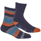 Sock Stack Men's Striped Fluffy Slipper Socks 4 Pack Warm Fleece Non-Skid Gripper Soles Tall Design Winter Slipper UK 6-11