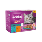 4 x Whiskas Cat 1+ Pouch Jelly  Duo Surf & Turf 12 Pack - 12X85Gm