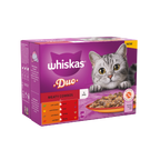 4 x Whiskas Cat 1+ Pouch Jelly Duo Meaty Combos 12 Pack - 12X85Gm
