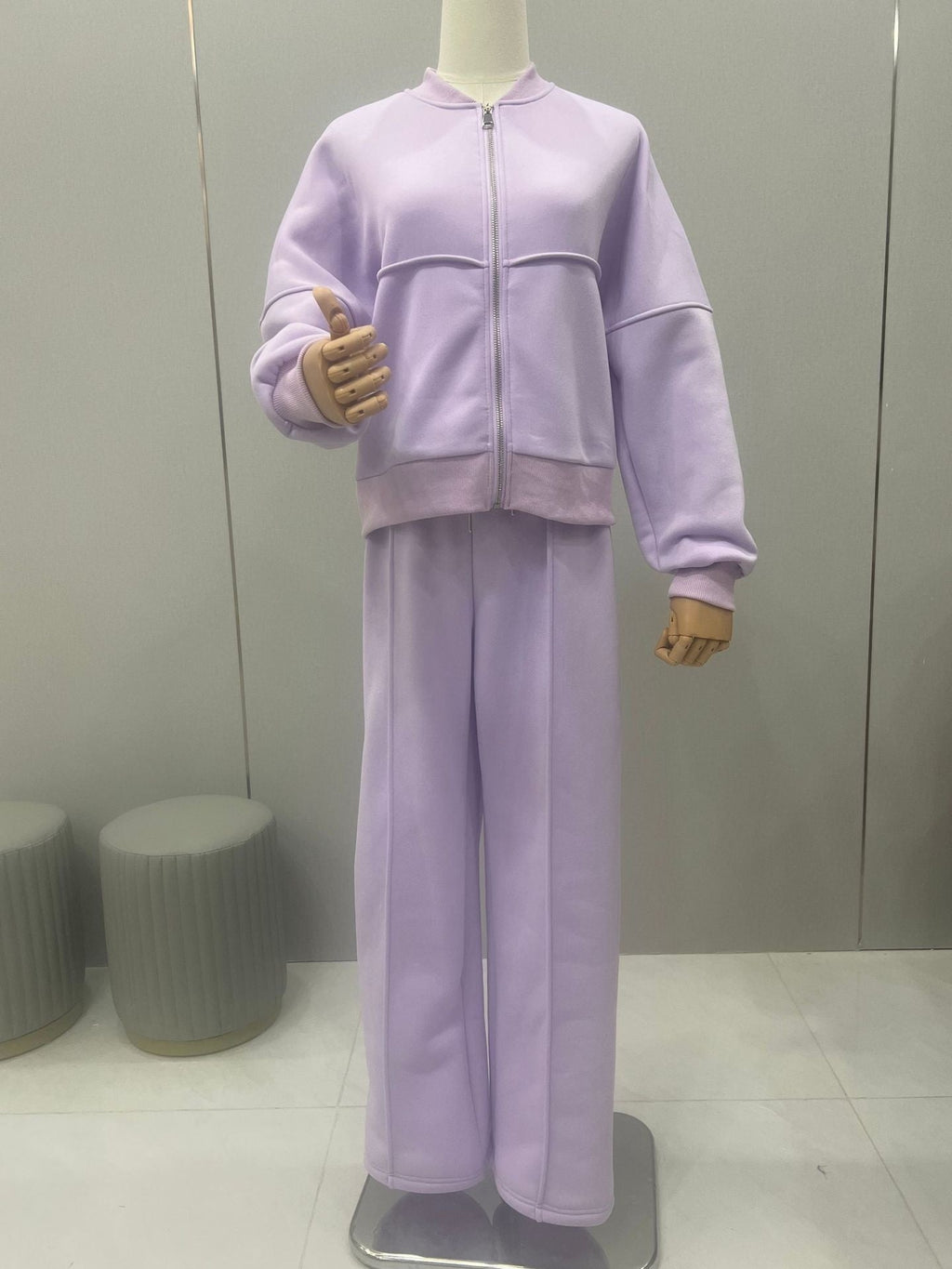 Women's Sports Suits Zipper Jacket And Wide Leg Pants Two-piece Set