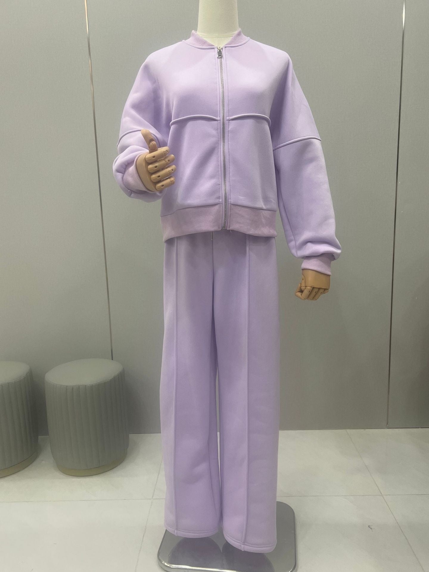 Women's Sports Suits Zipper Jacket And Wide Leg Pants Two-piece Set