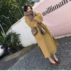 Winter new women's mid-length maple leaf red woolen coat