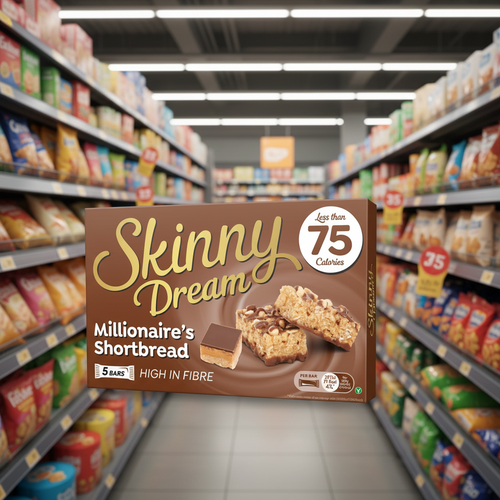 10 x Skinny Dream Millionaire's Shortbread Bars 5 Pack - 5X19GM