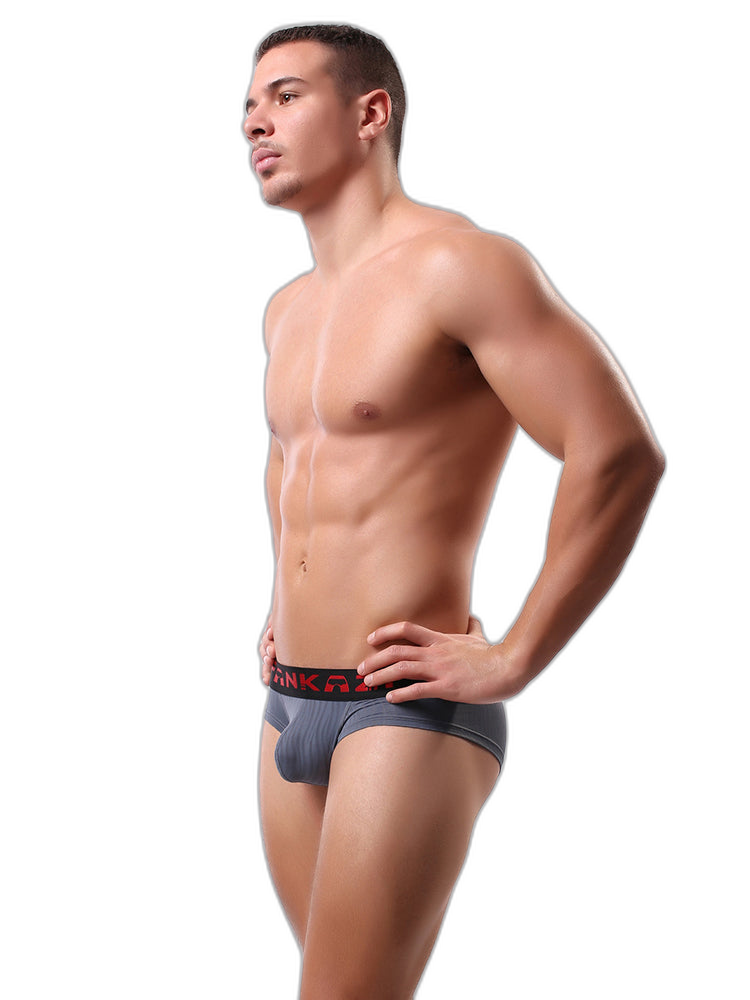 3 Pack Men's Striped U-Pouch Breathable Casual Briefs