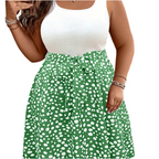 Plus Size Two-Tone Polka Dot Sleeveless Summer Dress with Ruched Detail and Belted Waist Dress
