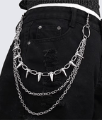 Silver Spiked Chain Belt Streetwear Accessory