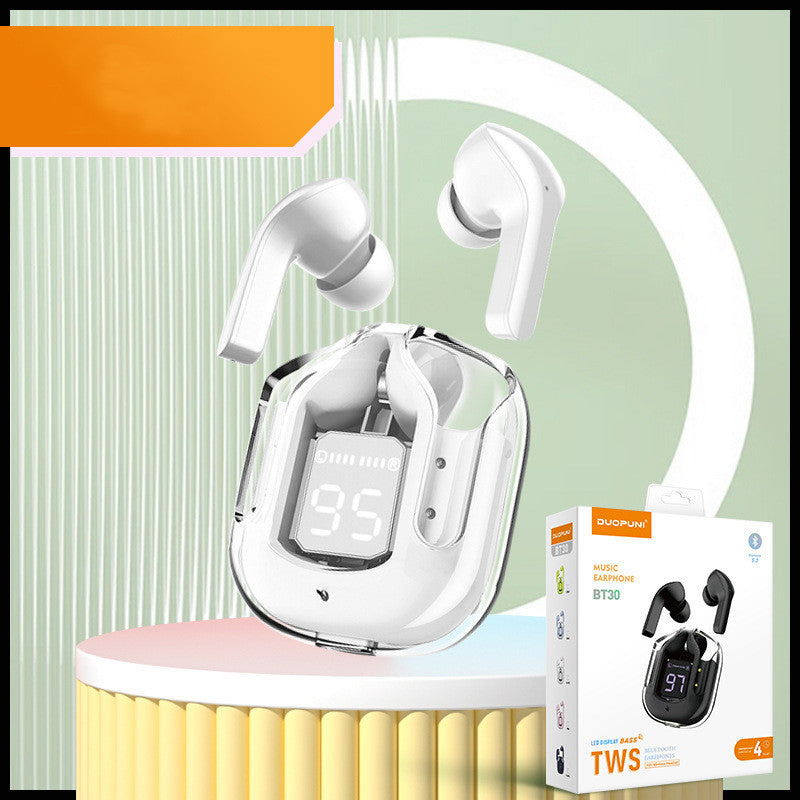 Premium Mini Transparent Wireless Earbuds - Bluetooth 5.3 ENC Noise Cancelling Headphones with Digital Display