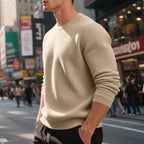 Loose And Simple Sports Jacquard Round Neck Long Sleeve Sweater