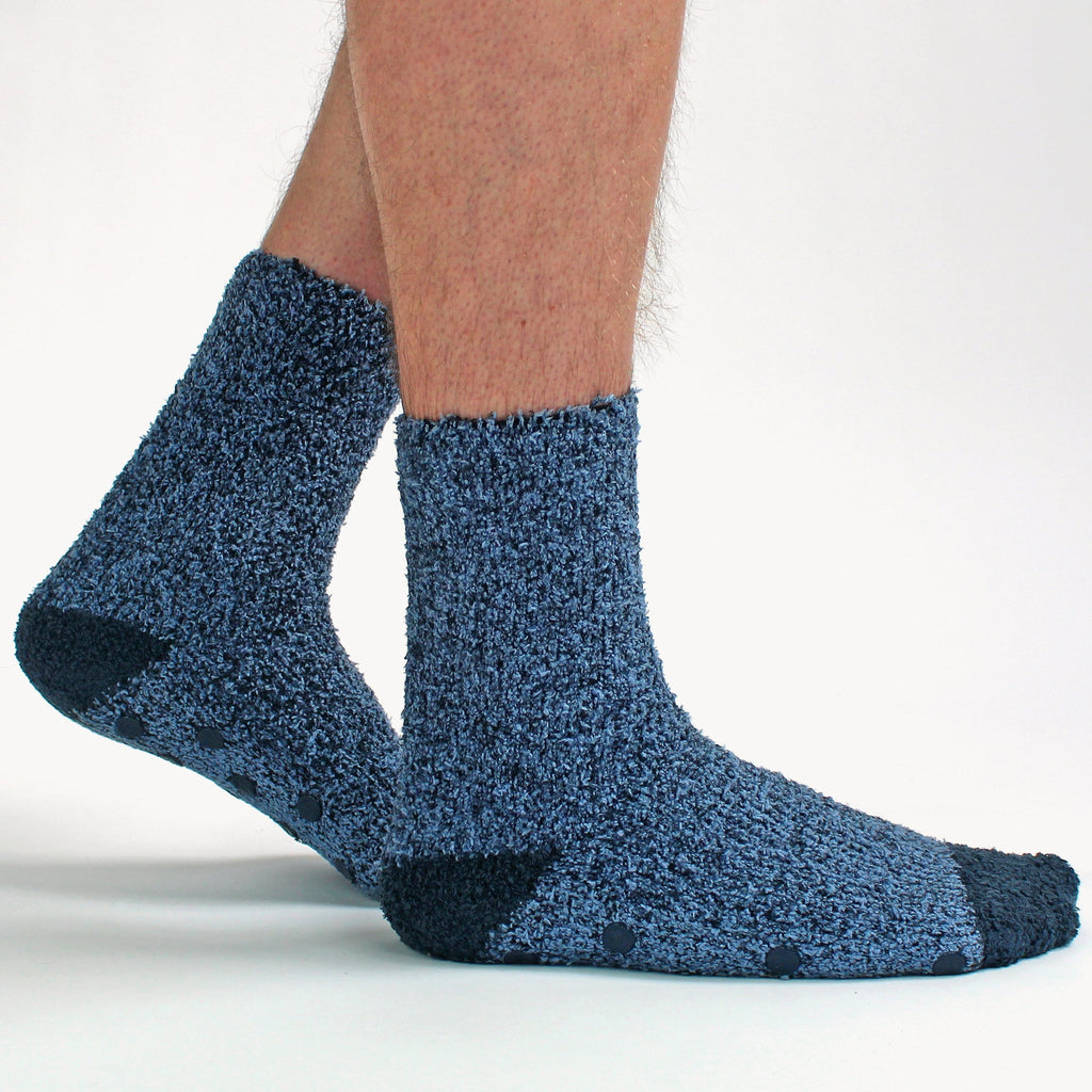 4 Pack Mens Cosy Soft Fluffy Slipper Bed Socks with Grips