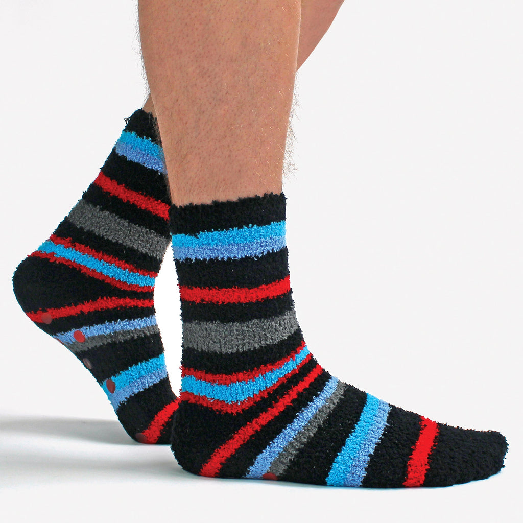 4 Pack Mens Cosy Soft Fluffy Slipper Bed Socks with Grips
