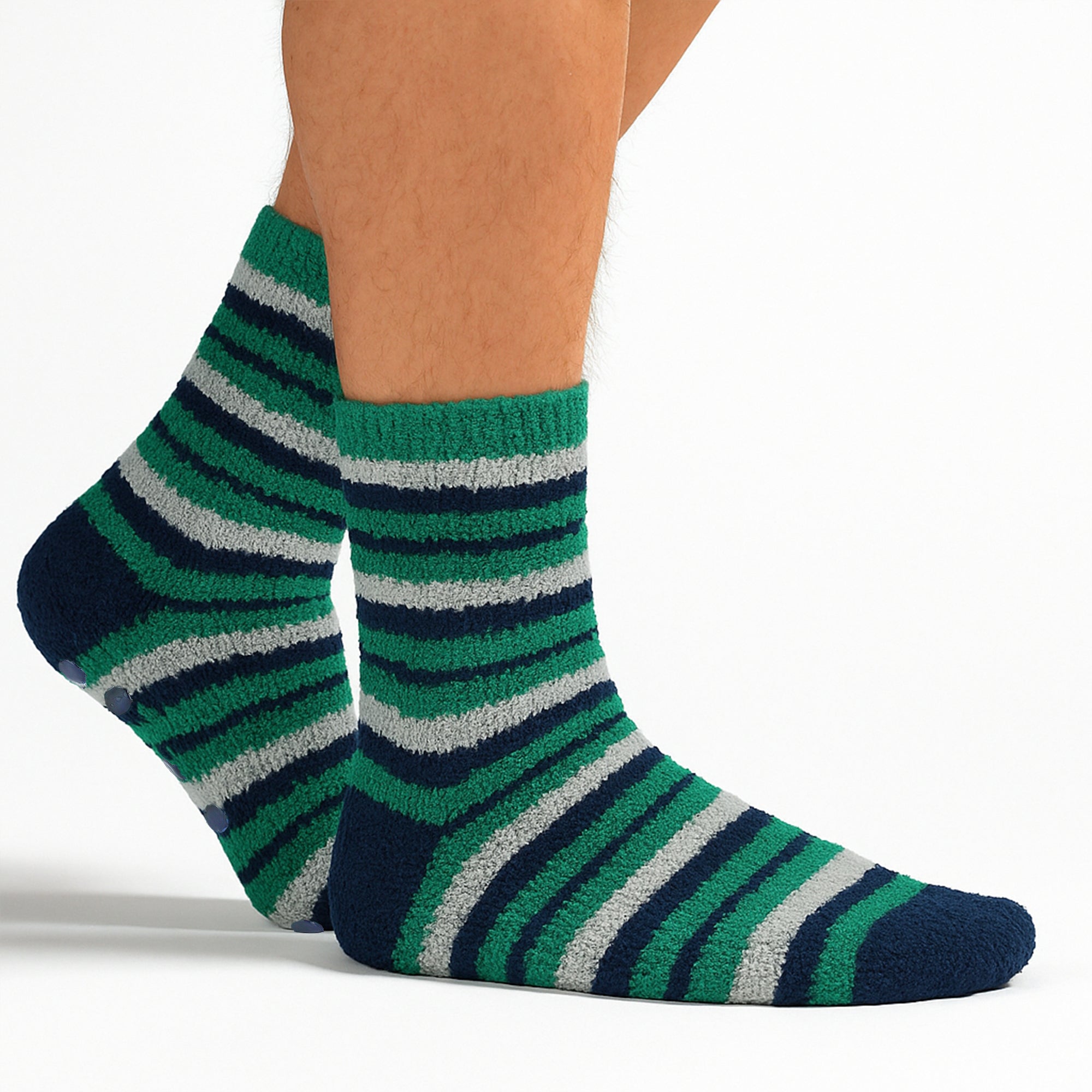 4 Pack Mens Cosy Soft Fluffy Slipper Bed Socks with Grips