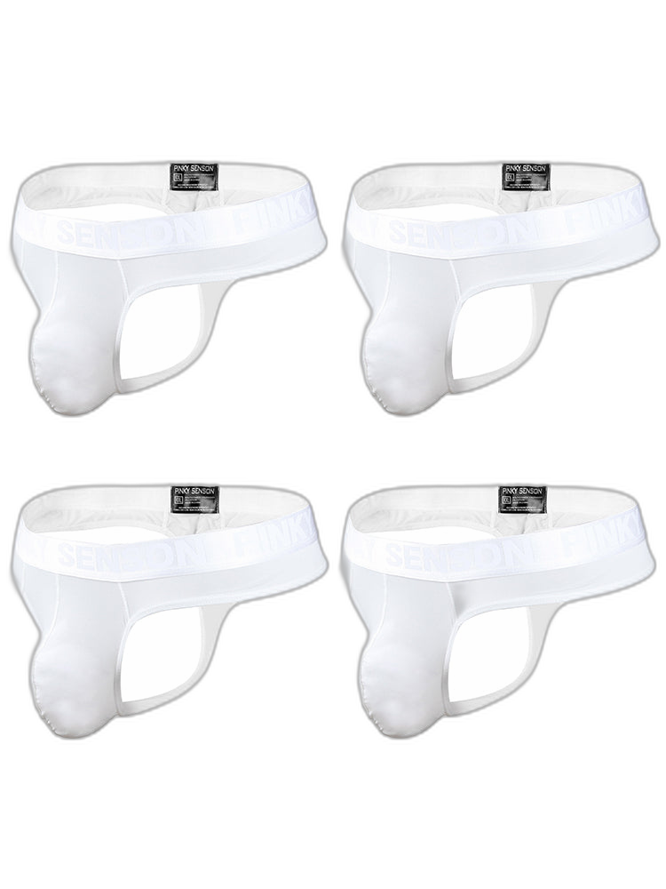 4 Pack Men's Sexy Nylon Low-Rise Comfortable Thong & Strings