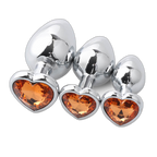 Heart Metal Anal Plug Set - Training Kit