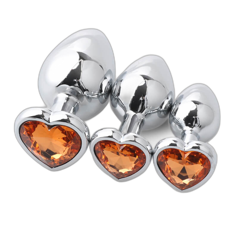 Heart Metal Anal Plug Set - Training Kit