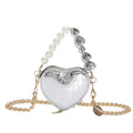 Mini Love-shape Pearls Handbag Fashion Cute Chain Lipstick Bag Women's Bright Candy Color Shoulder Messenger Bag