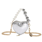 Mini Love-shape Pearls Handbag Fashion Cute Chain Lipstick Bag Women's Bright Candy Color Shoulder Messenger Bag
