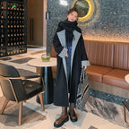 New Loose Mid-length Contrast Stitching Woolen Coat