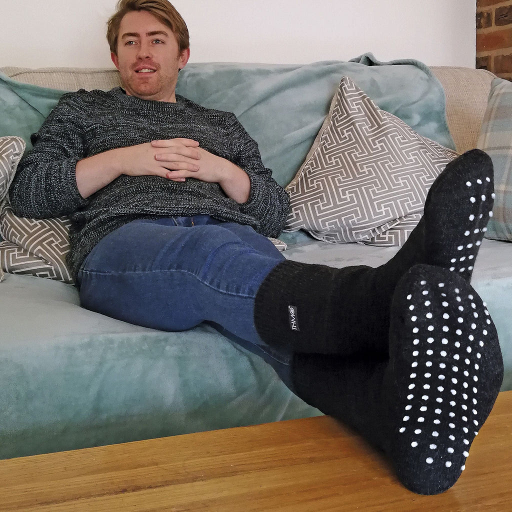 Mens Thermal Indoor Slipper Socks with Grips (Multipack Options)