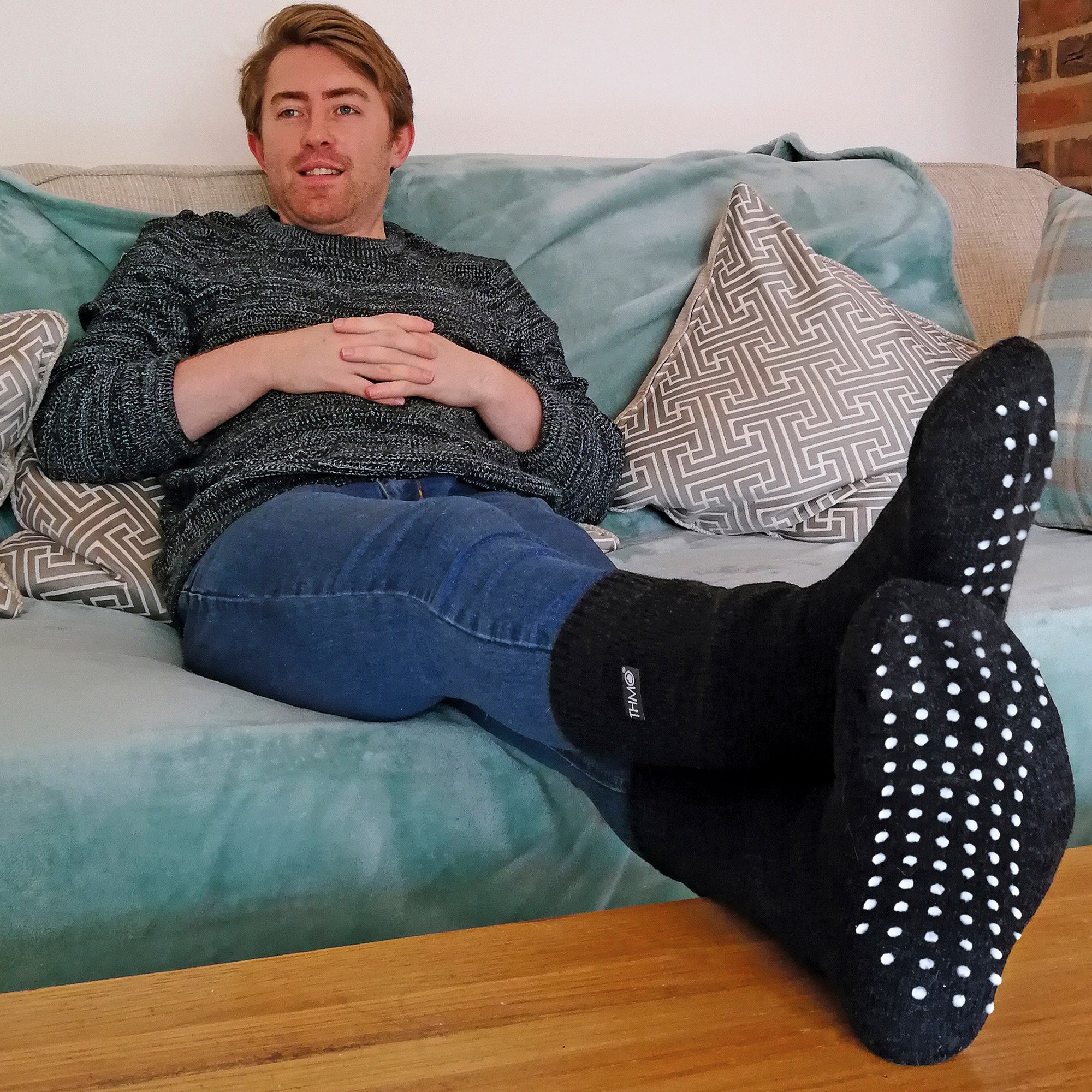 Mens Thermal Indoor Slipper Socks with Grips (Multipack Options)