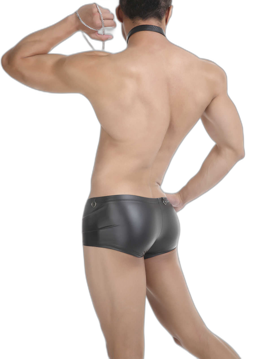 Leather Boxer Briefs with Collar & Leash Set