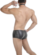 Leather Boxer Briefs with Collar & Leash Set